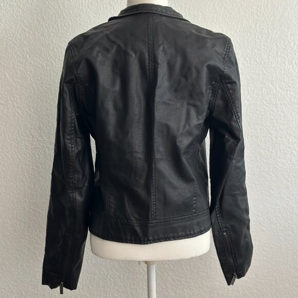 A New Day Black Faux Leather Moto Jacket Size Medium - Picture 6 of 9